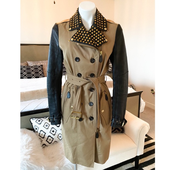 Burberry Brit Two Tone Studded Trench Coat US 8 - Picture 4 of 11